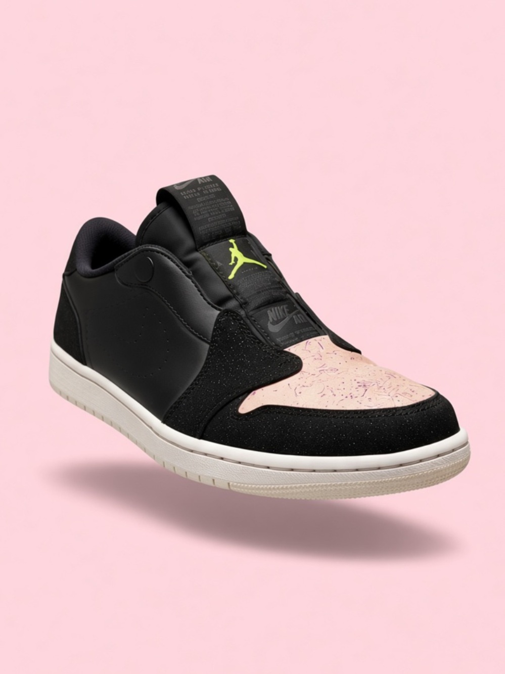 Nike Air Jordan Slip-On Sneakers in Black & Pink with Neon Green Jumpman-woman’s